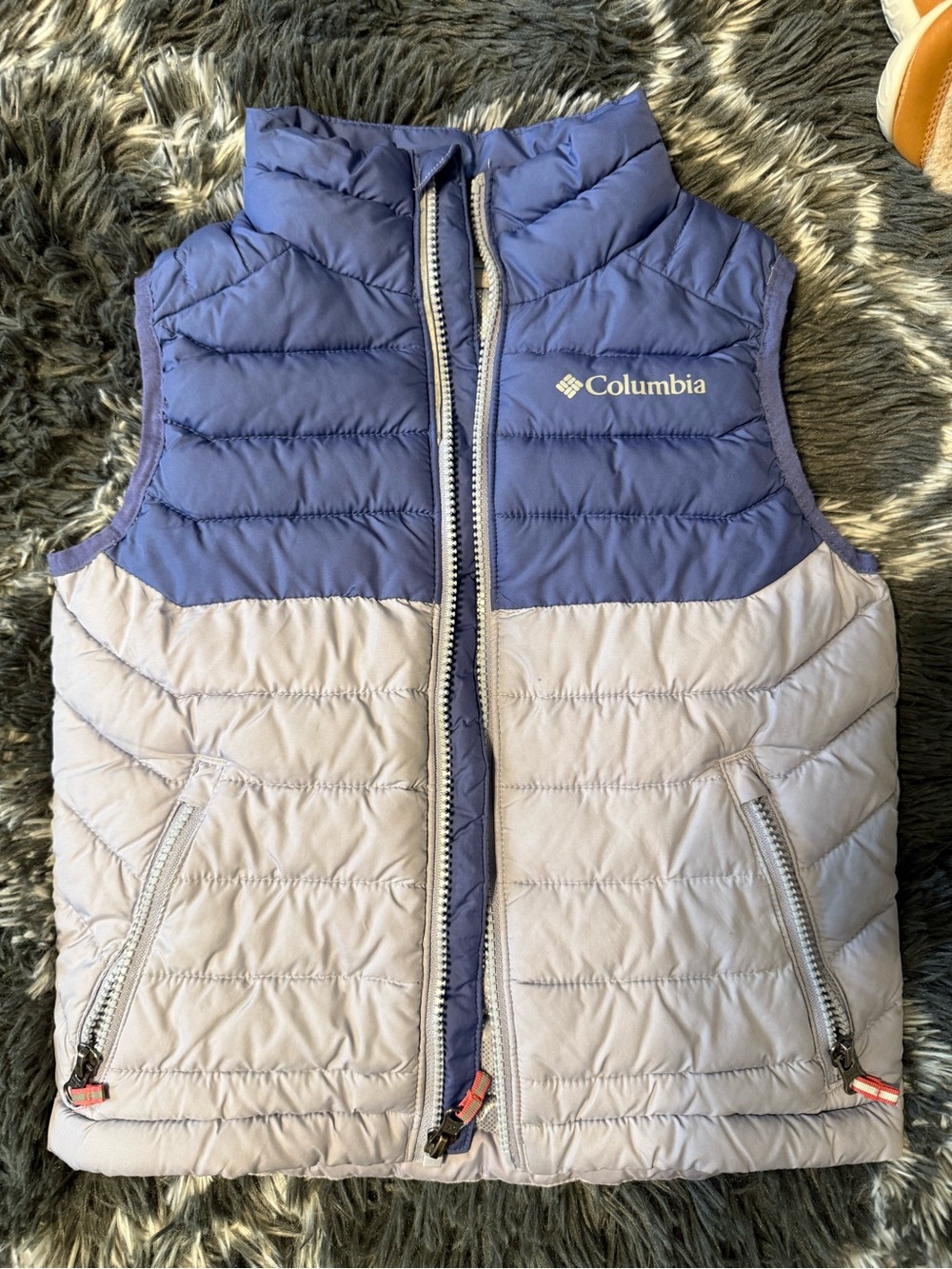 Columbia Light Blue and Light Gray Quilted Vest